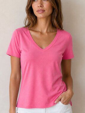 Athleta Nighttime Bliss Sleep Tee Pink V-Neck XS NWT Soft Lounge Top - oversized